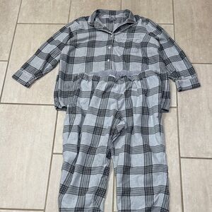 Lands' End Gray Plaid 100 % Cotton Cozy Pajama Set Women’s Size XXL